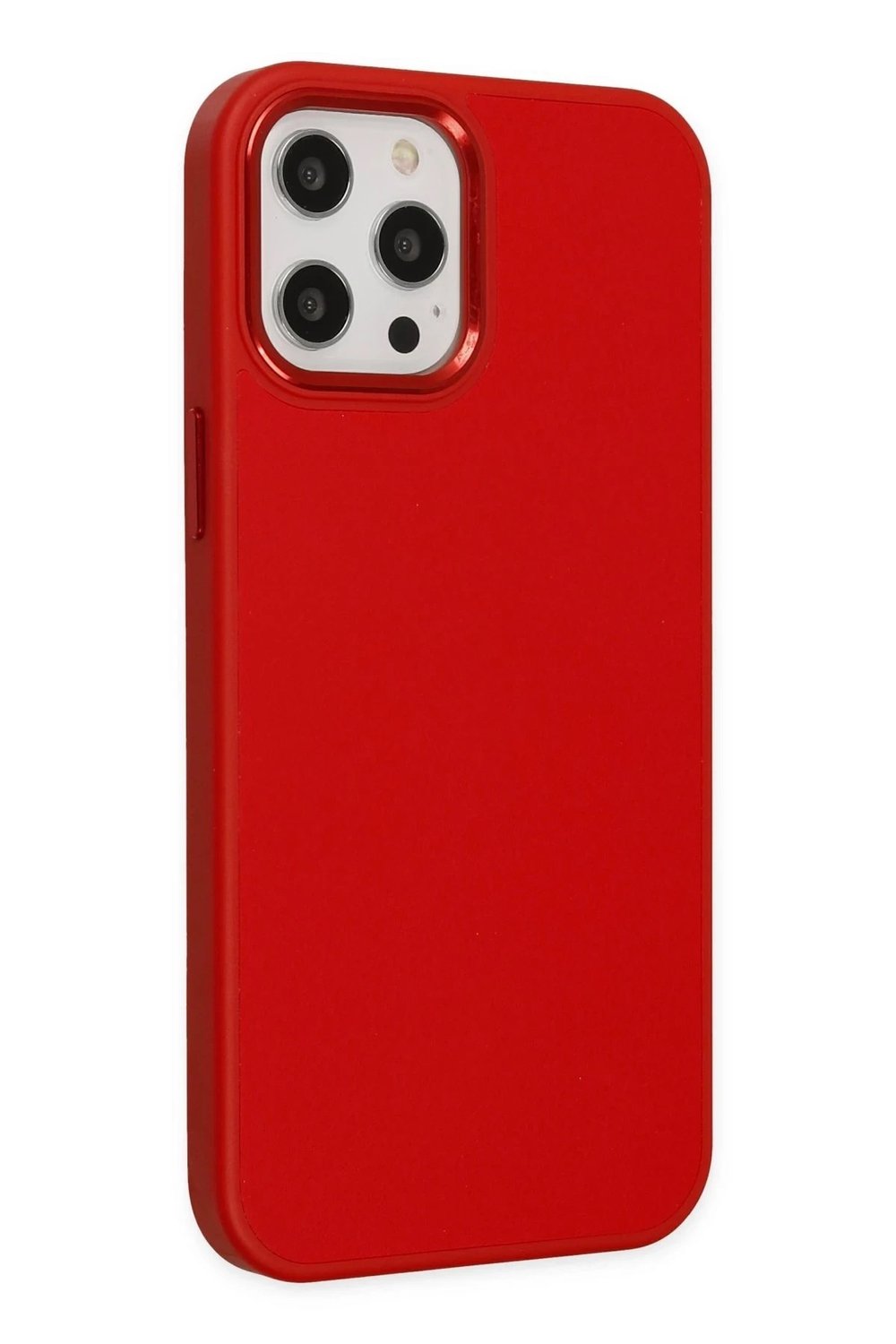 Mey İthalat®  iPhone 12 Pro Max Kılıf Asya Deri Silikon - Kırmızı