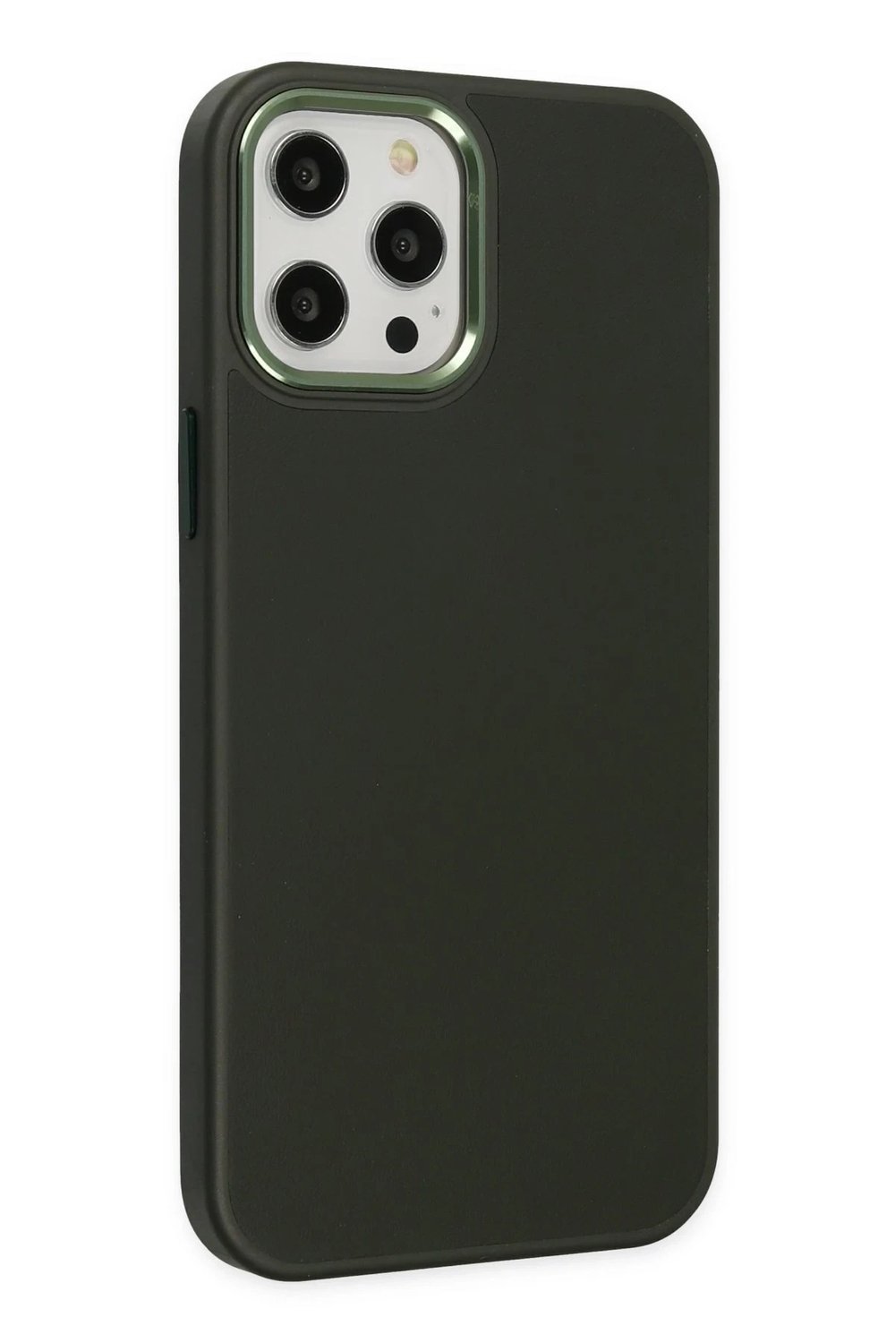 Mey İthalat®  iPhone 12 Pro Max Kılıf Asya Deri Silikon - Koyu Yeşil