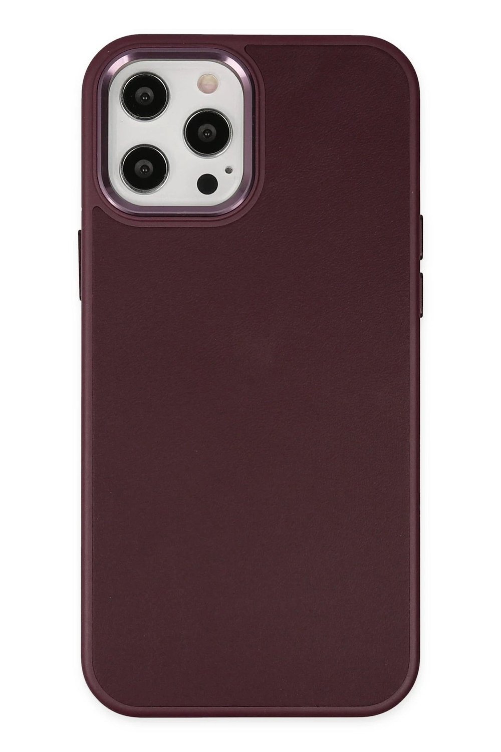Mey İthalat®  iPhone 12 Pro Max Kılıf Asya Deri Silikon - Mürdüm