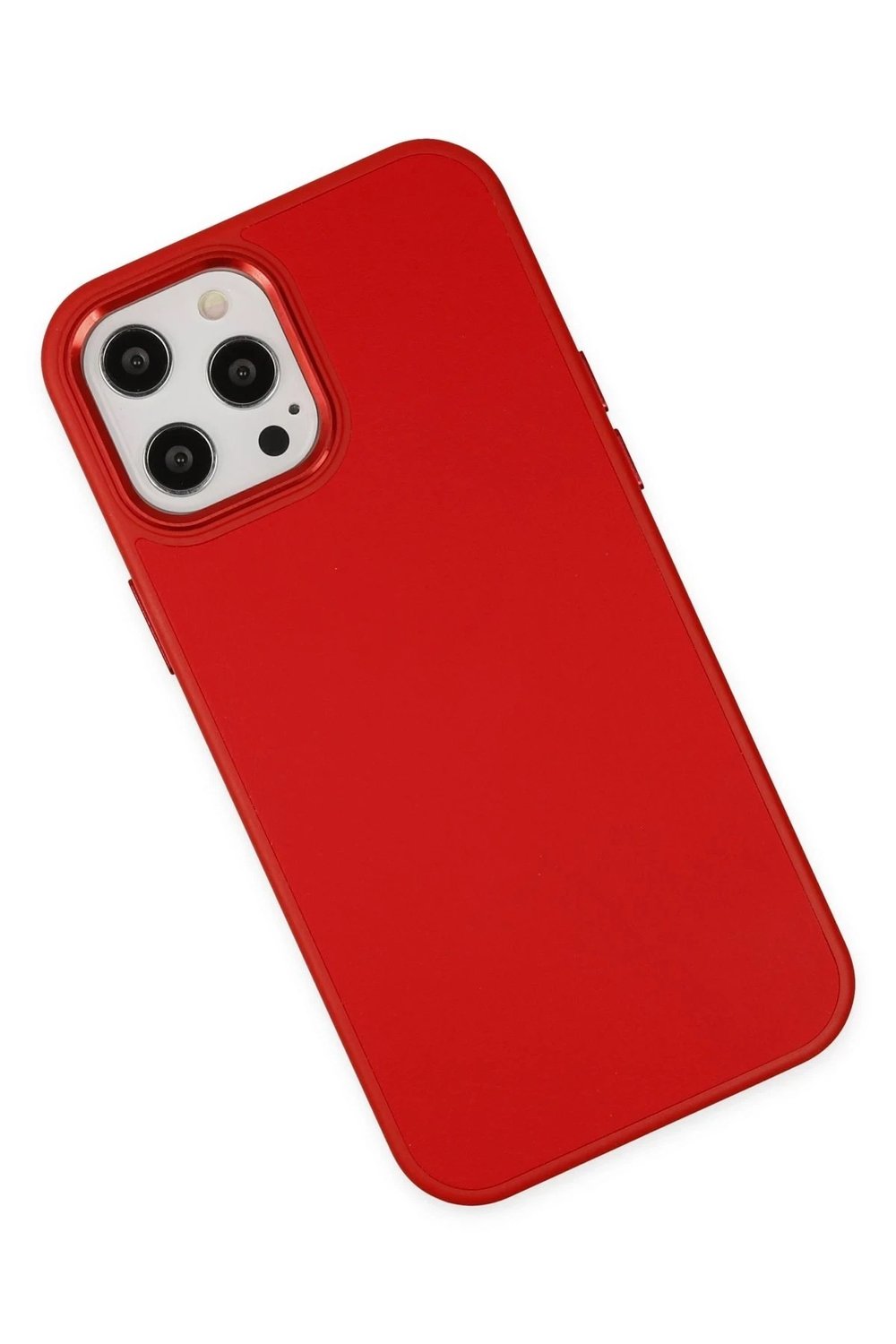 Mey İthalat®  iPhone 12 Pro Max Kılıf Asya Deri Silikon - Kırmızı