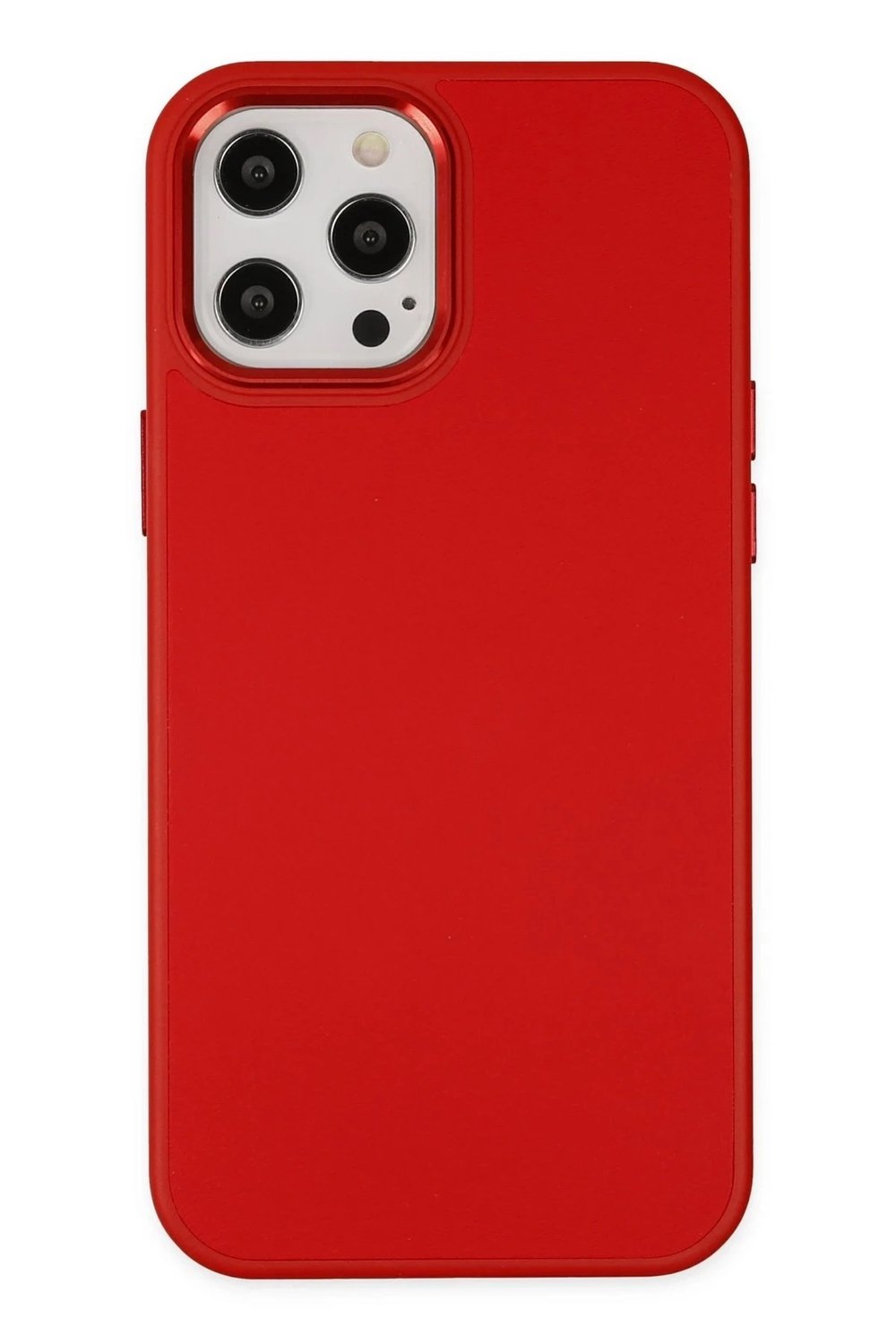 Mey İthalat®  iPhone 12 Pro Max Kılıf Asya Deri Silikon - Kırmızı