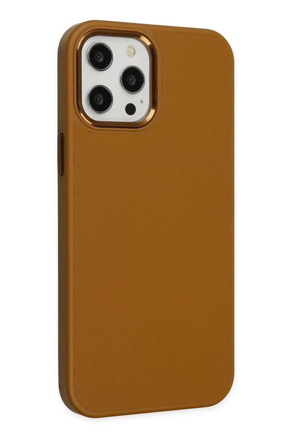 Mey İthalat®  iPhone 12 Pro Max Kılıf Asya Deri Silikon - Kahverengi