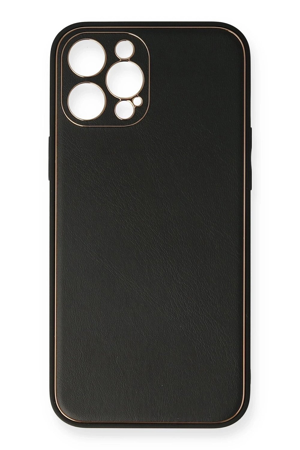 Mey İthalat®  iPhone 12 Pro Max Kılıf Coco Deri Silikon Kapak - Siyah
