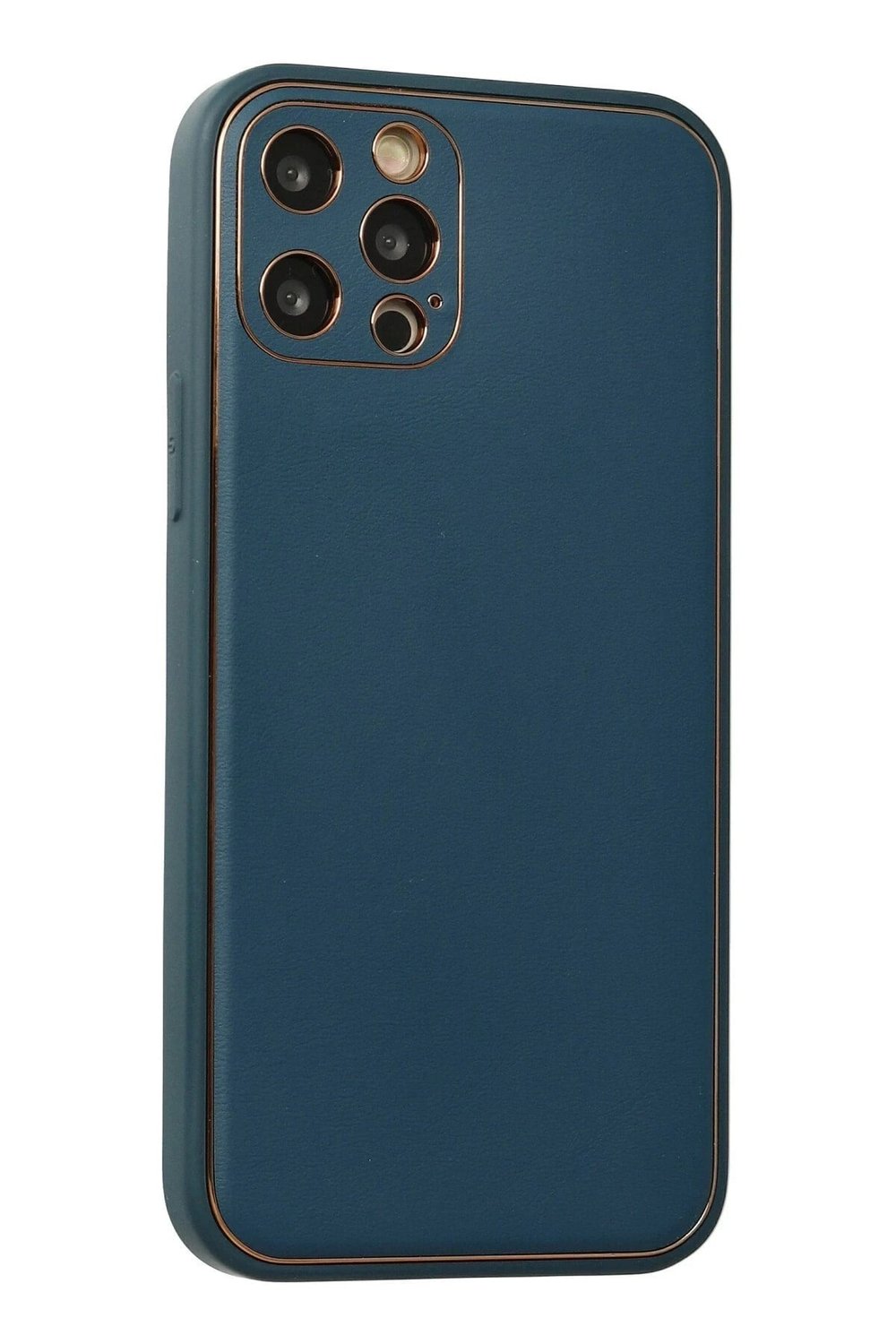 Mey İthalat®  iPhone 12 Pro Max Kılıf Coco Deri Silikon Kapak - Mavi