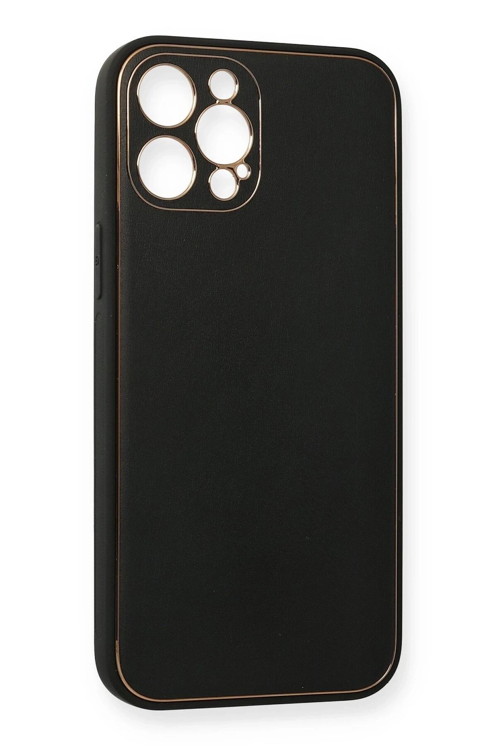 Mey İthalat®  iPhone 12 Pro Max Kılıf Coco Deri Silikon Kapak - Siyah