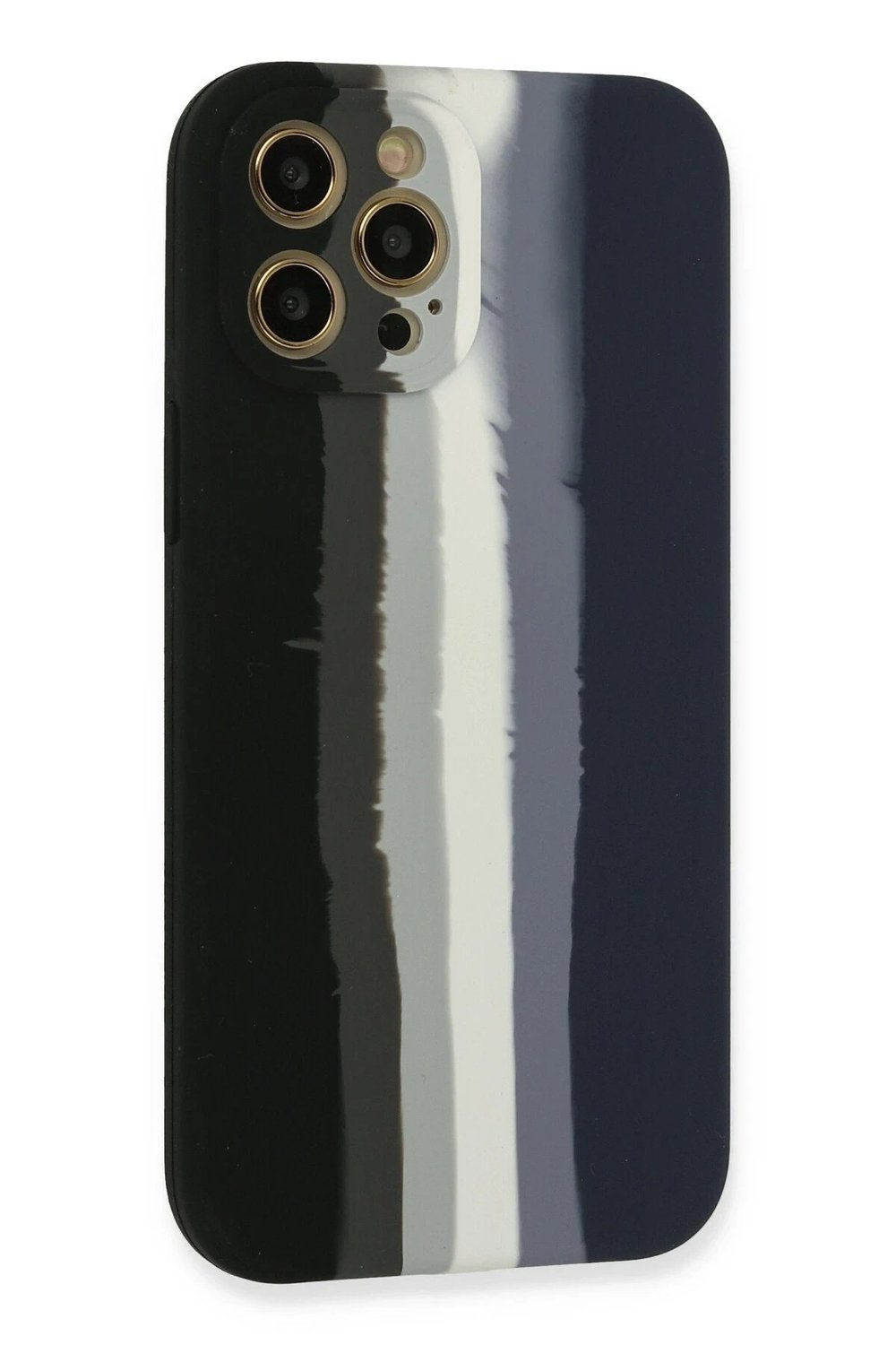 Mey İthalat®  iPhone 12 Pro Max Kılıf Ebruli Lansman Silikon - Siyah-Lacivert