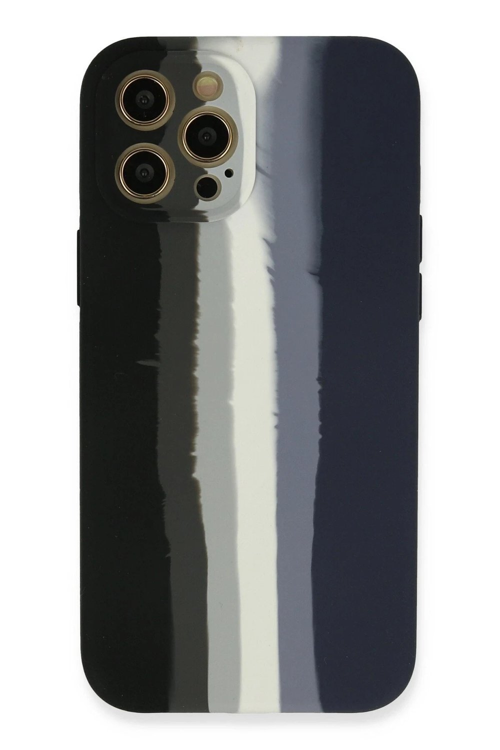 Mey İthalat®  iPhone 12 Pro Max Kılıf Ebruli Lansman Silikon - Siyah-Lacivert