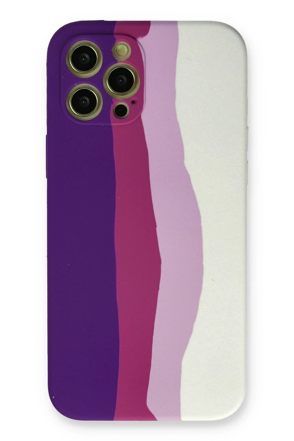 Mey İthalat®  iPhone 12 Pro Max Kılıf Ebruli Lansman Silikon - Mor-Beyaz