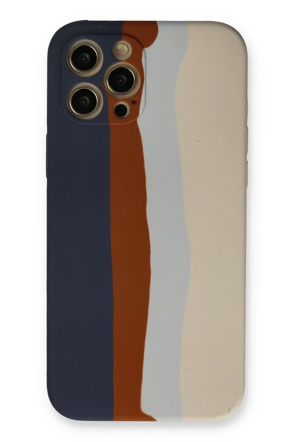 Mey İthalat®  iPhone 12 Pro Max Kılıf Ebruli Lansman Silikon - Lacivert-Krem