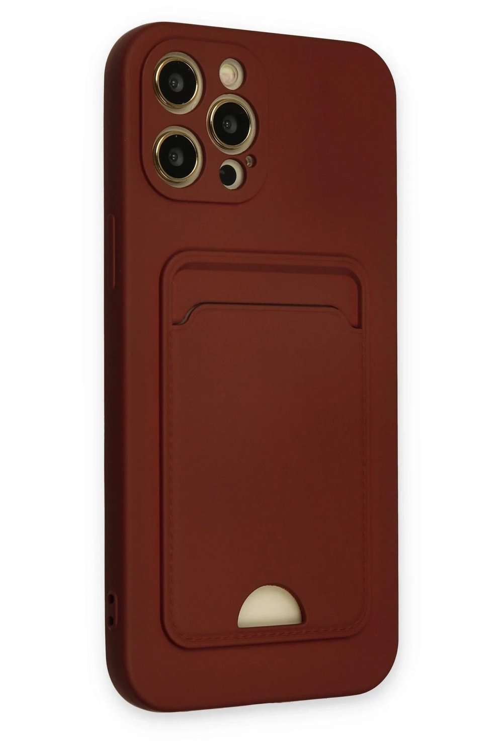 Mey İthalat®  iPhone 12 Pro Max Kılıf Kelvin Kartvizitli Silikon - Bordo