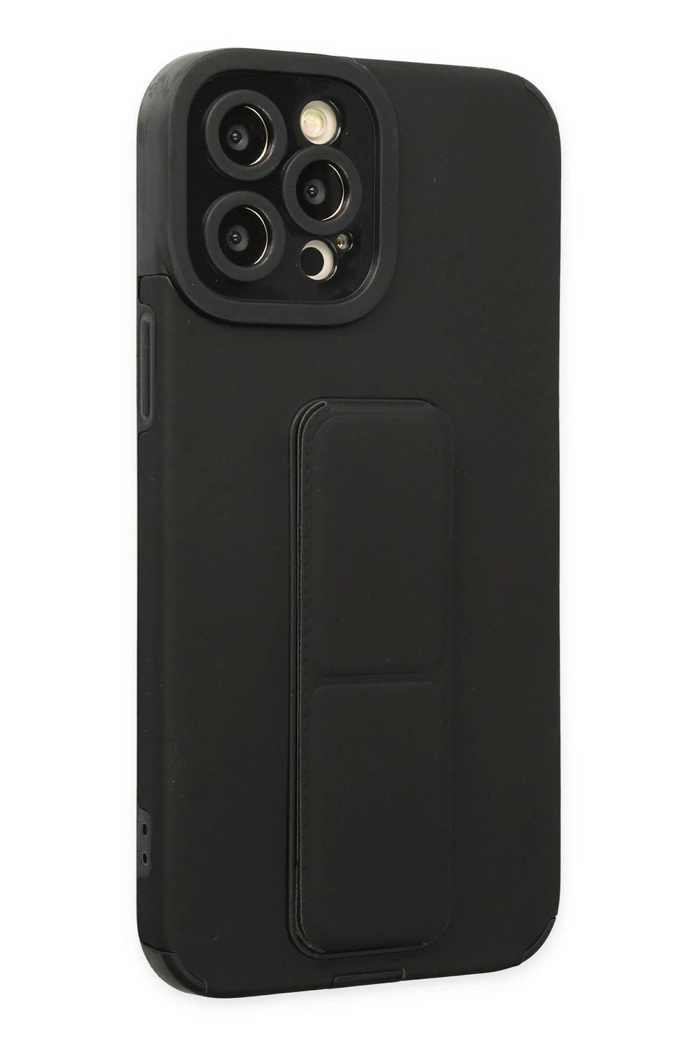 Mey İthalat®  iPhone 12 Pro Max Kılıf Mega Standlı Silikon - Siyah