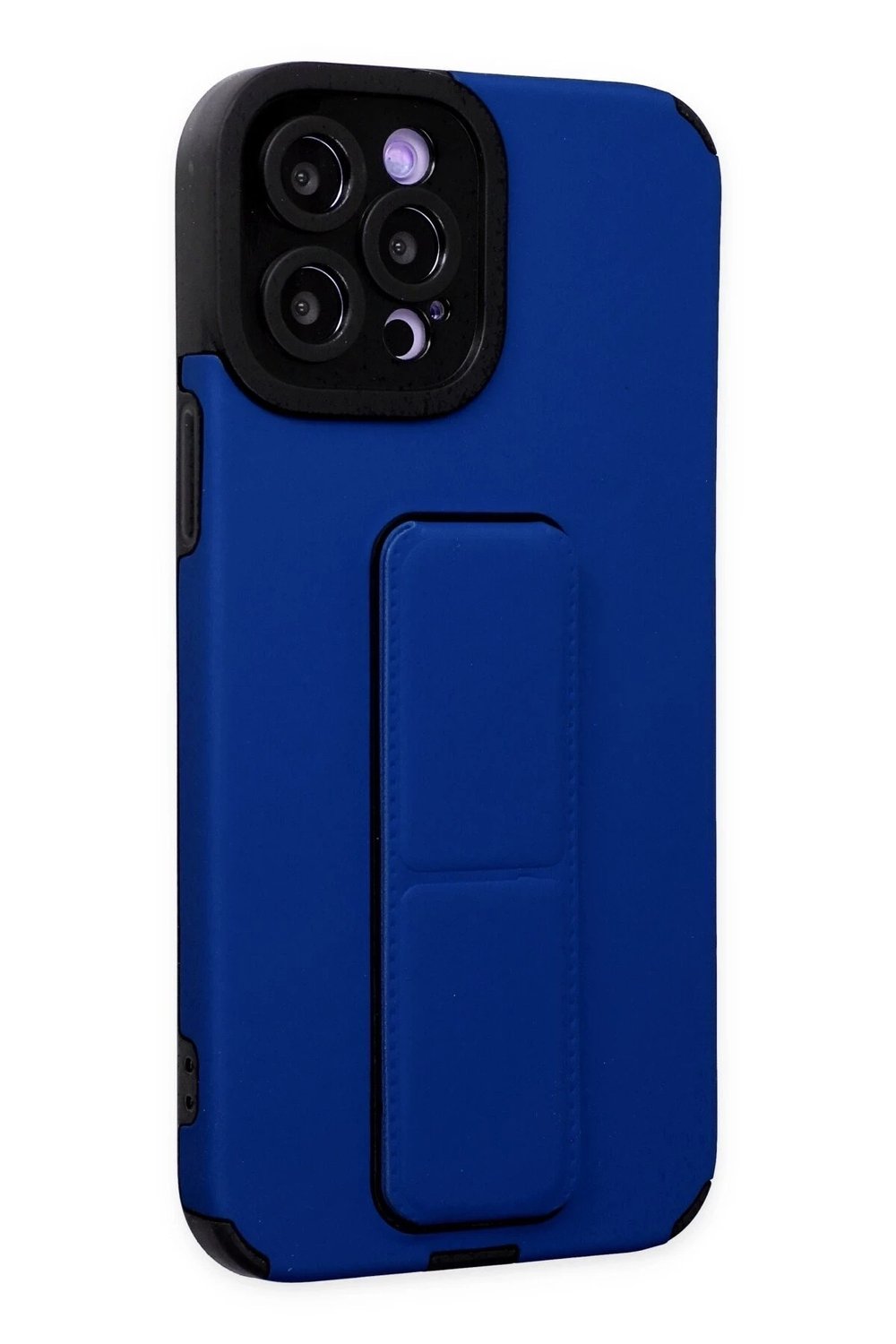 Mey İthalat®  iPhone 12 Pro Max Kılıf Mega Standlı Silikon - Mavi
