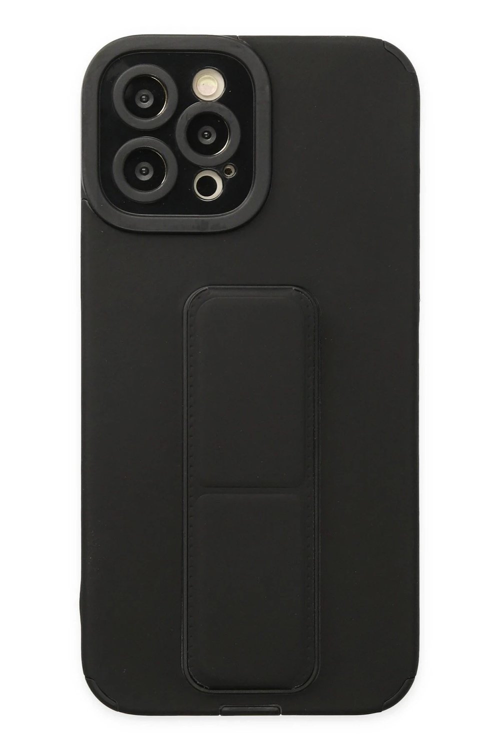 Mey İthalat®  iPhone 12 Pro Max Kılıf Mega Standlı Silikon - Siyah