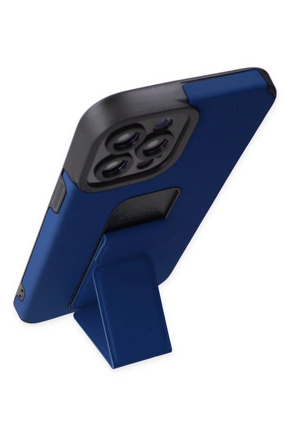 Mey İthalat®  iPhone 12 Pro Max Kılıf Mega Standlı Silikon - Mavi