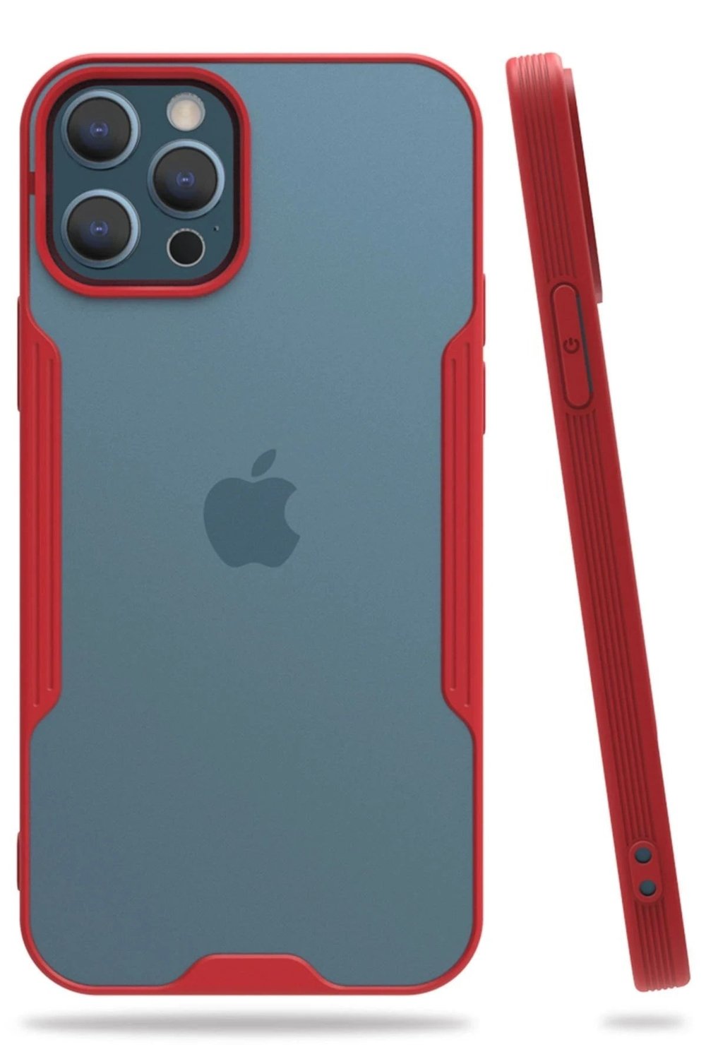 Mey İthalat®  iPhone 12 Pro Max Kılıf Platin Silikon - Kırmızı