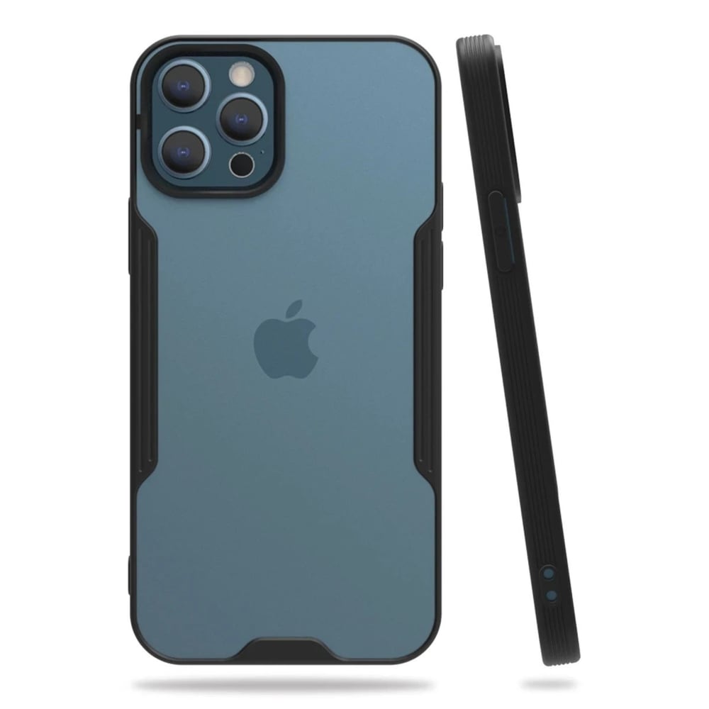 Mey İthalat®  iPhone 12 Pro Max Kılıf Platin Silikon - Siyah