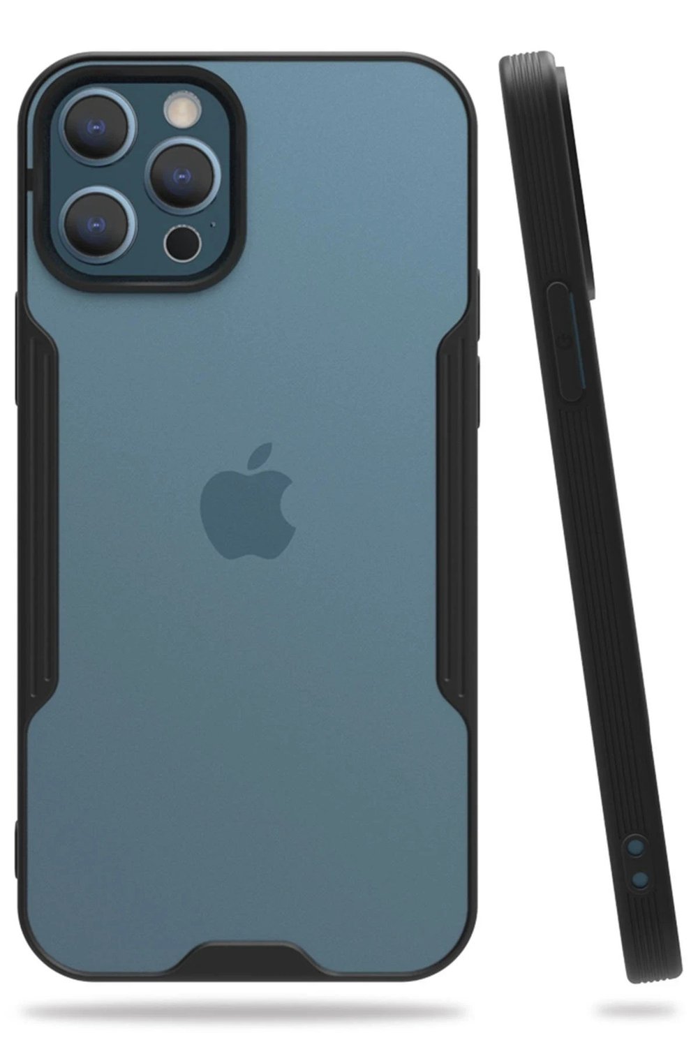 Mey İthalat®  iPhone 12 Pro Max Kılıf Platin Silikon - Siyah