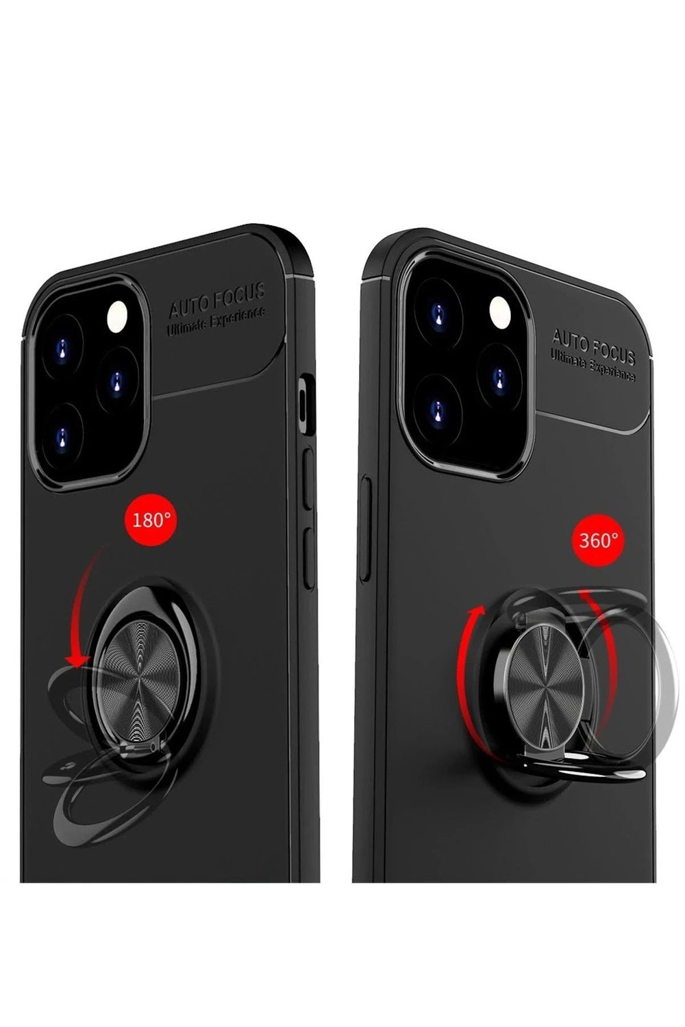 Mey İthalat®  iPhone 12 Pro Max Kılıf Range Yüzüklü Silikon - Siyah-Kırmızı