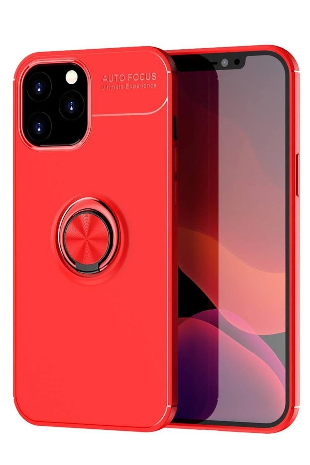 Mey İthalat®  iPhone 12 Pro Max Kılıf Range Yüzüklü Silikon - Kırmızı