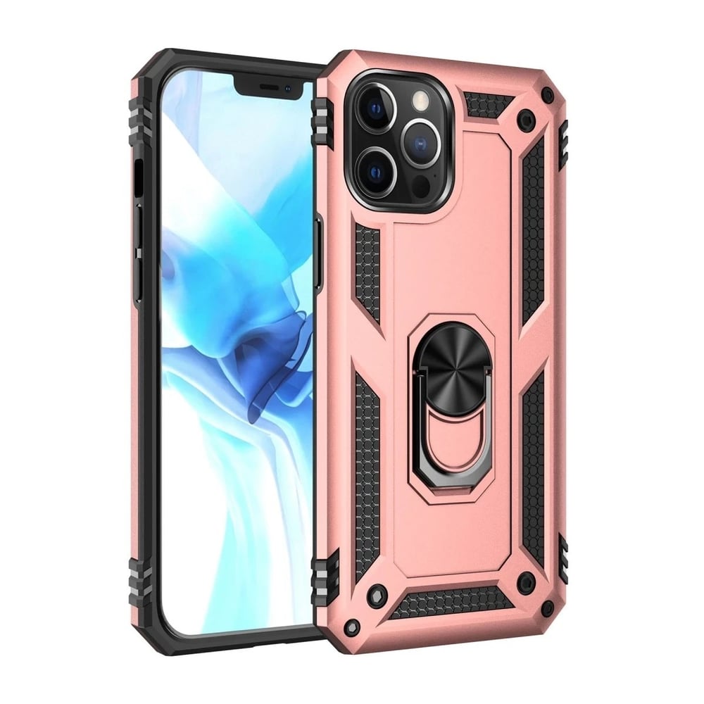 Mey İthalat®  iPhone 12 Pro Max Kılıf Sofya Yüzüklü Silikon Kapak - Rose