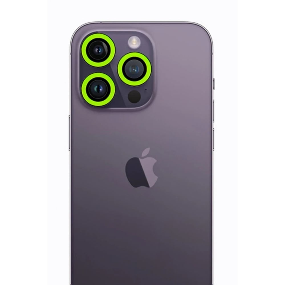 Mey İthalat®  iPhone 12 Pro Neon Fosforlu Kamera Lens - Yeşil
