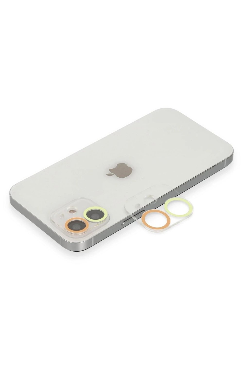 Mey İthalat®  iPhone 12 Renkli Kamera Lens Koruma Cam - Sarı-Turuncu