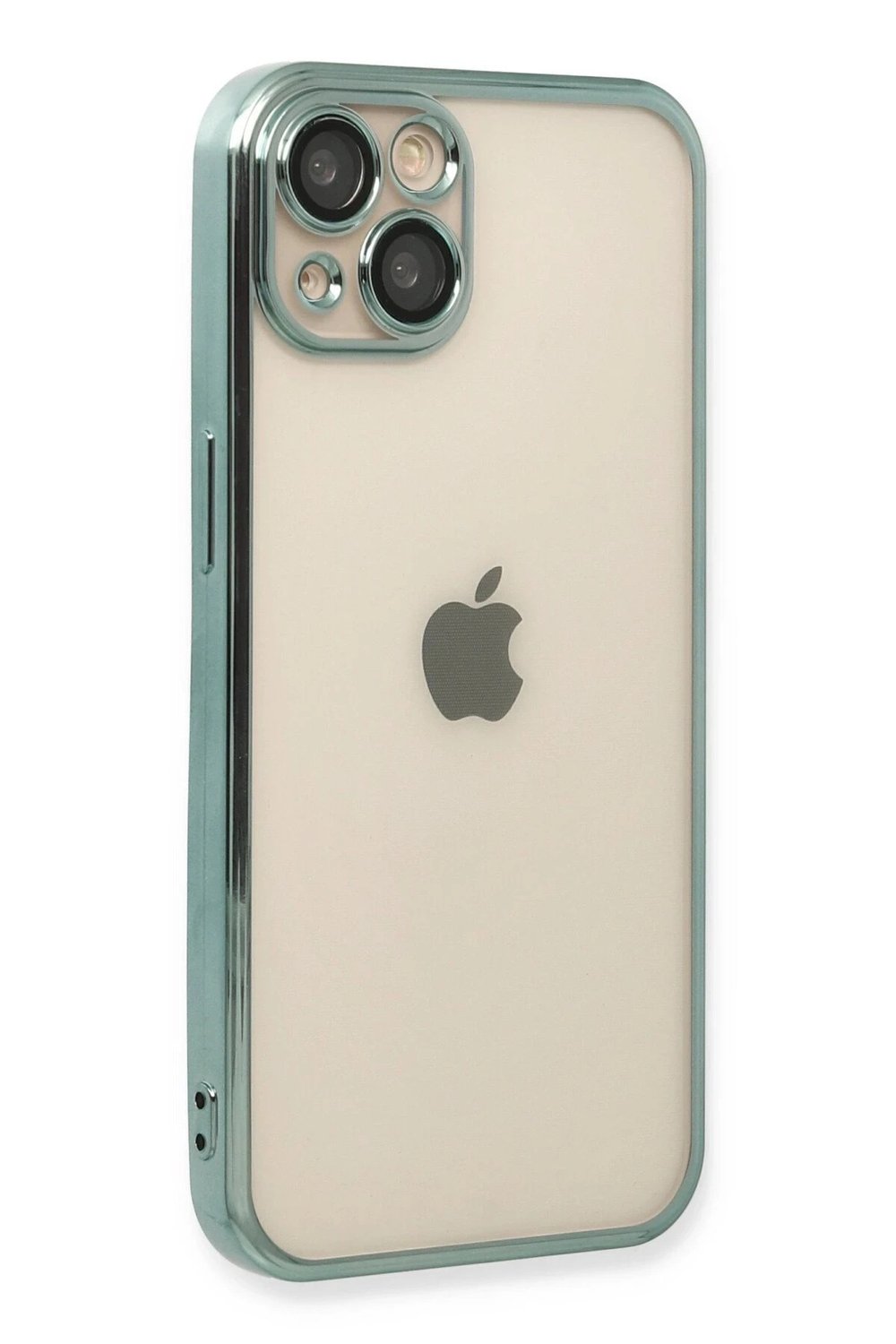 Mey İthalat®  iPhone 13 Kılıf  Lensli Silikon - Yeşil