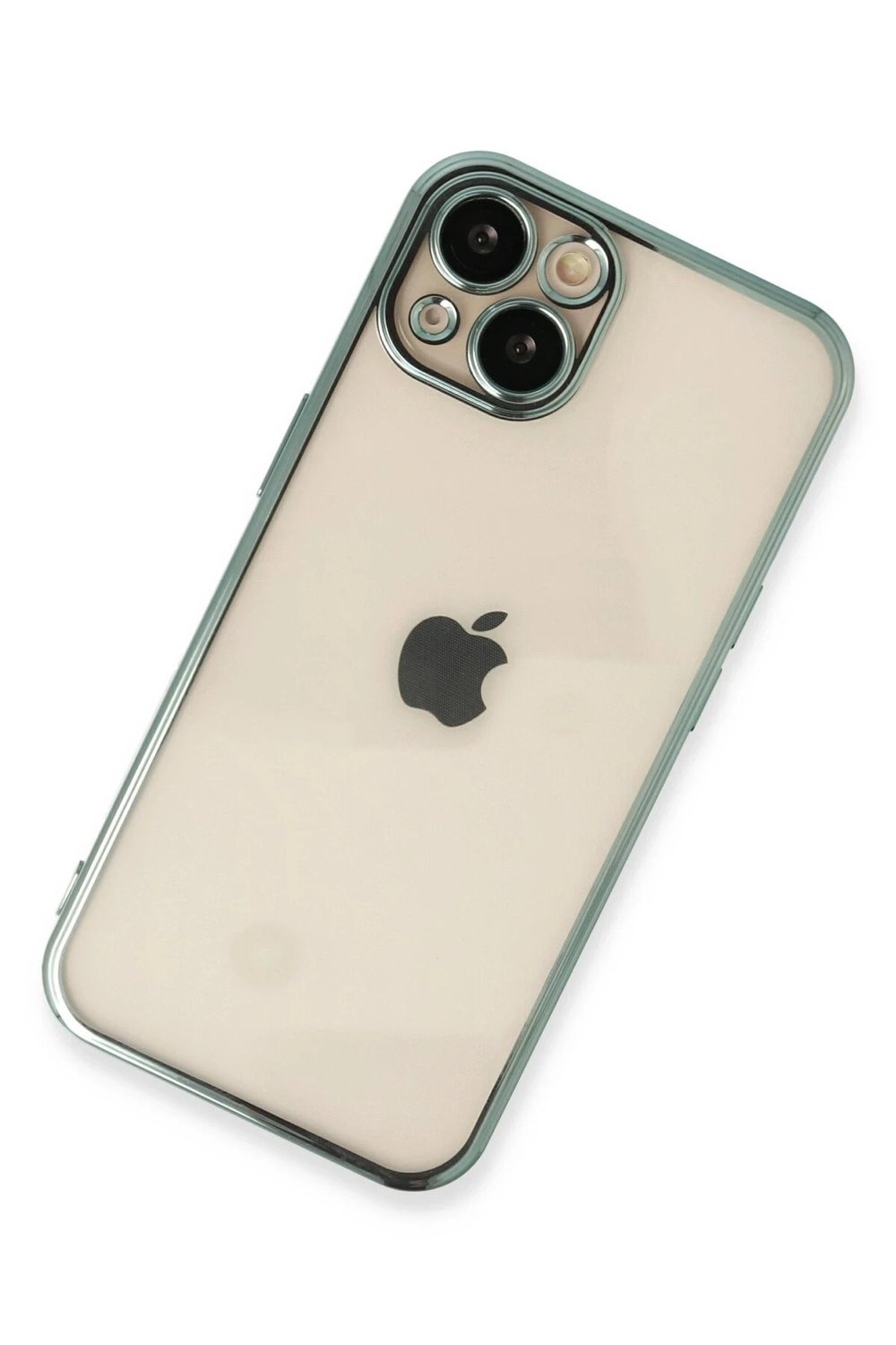 Mey İthalat®  iPhone 13 Kılıf  Lensli Silikon - Yeşil