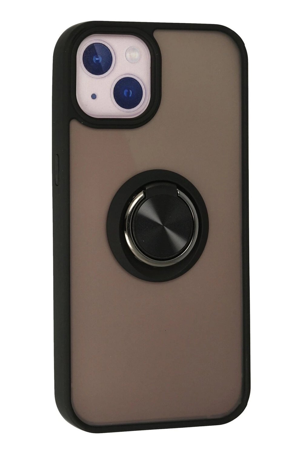 Mey İthalat®  iPhone 13 Kılıf Montreal Yüzüklü Silikon Kapak - Siyah