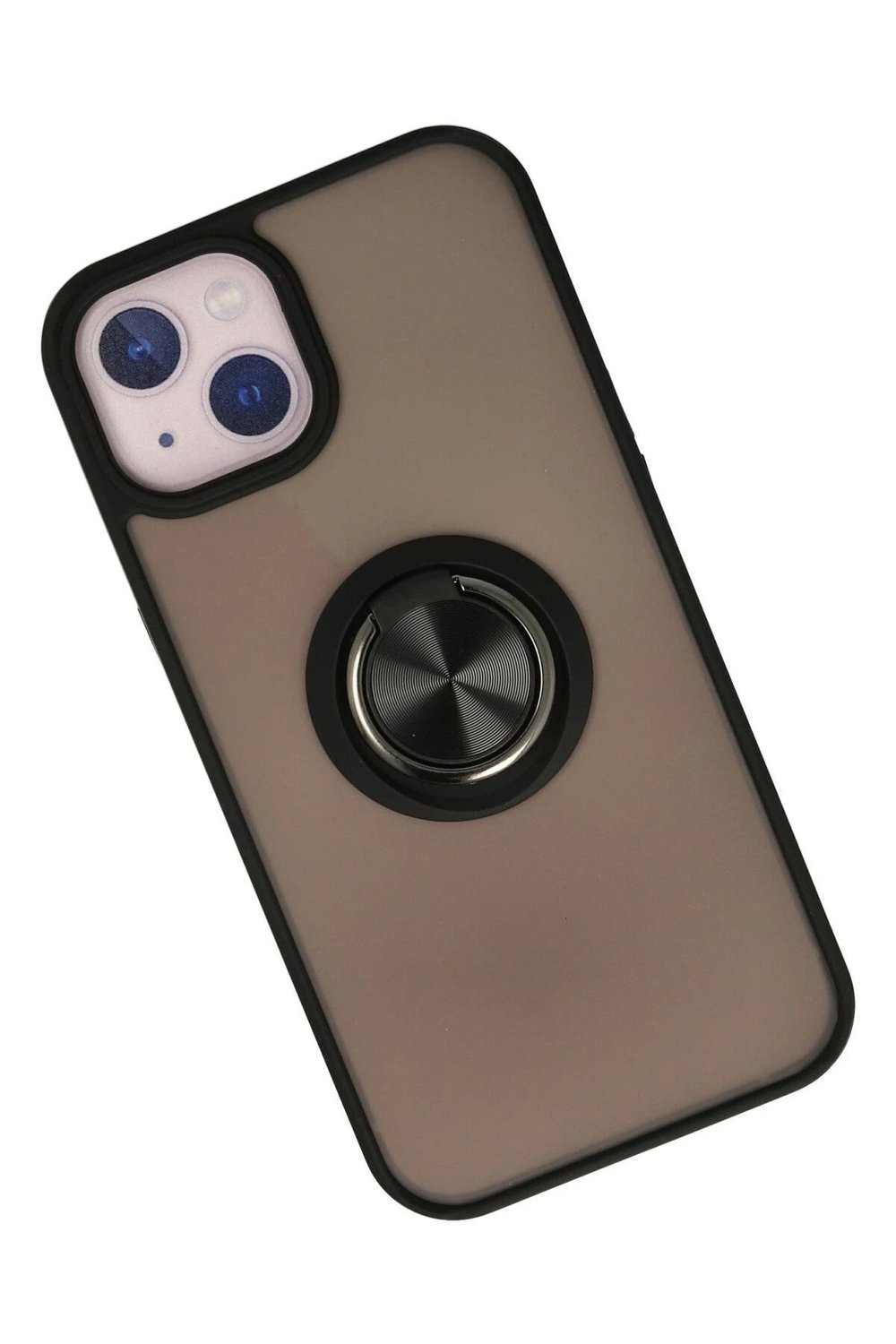 Mey İthalat®  iPhone 13 Kılıf Montreal Yüzüklü Silikon Kapak - Siyah