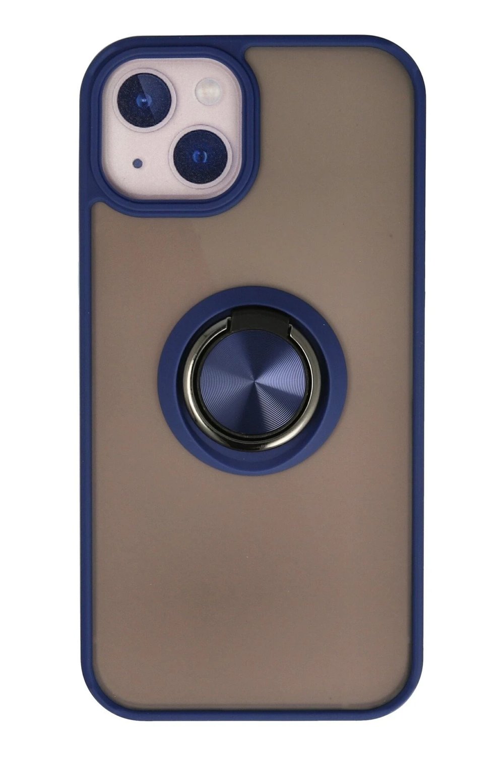 Mey İthalat®  iPhone 13 Kılıf Montreal Yüzüklü Silikon Kapak - Lacivert