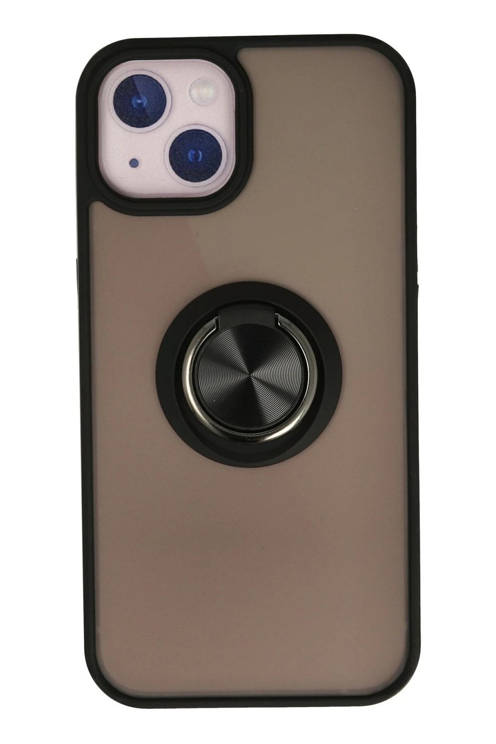 Mey İthalat®  iPhone 13 Kılıf Montreal Yüzüklü Silikon Kapak - Siyah