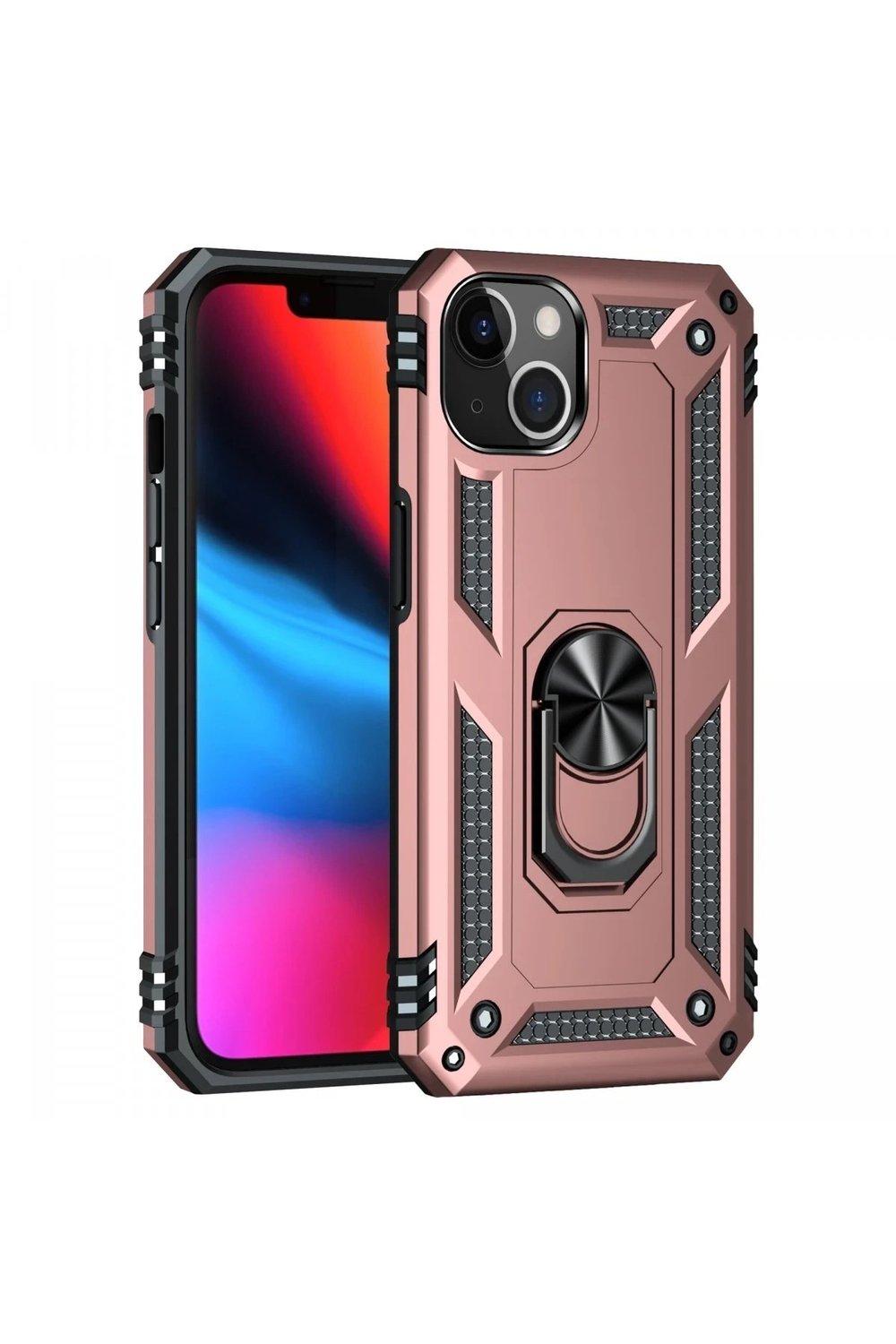 Mey İthalat®  iPhone 13 Kılıf Sofya Yüzüklü Silikon Kapak - Rose