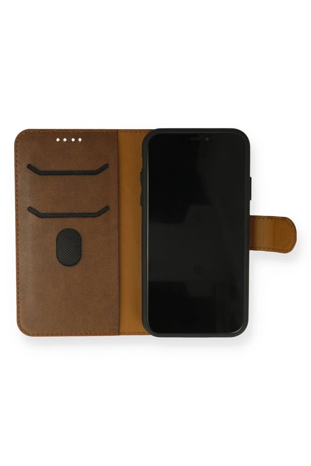Mey İthalat®  iPhone 13 Mini Kılıf Trend S Plus Kapaklı Kılıf - Taba