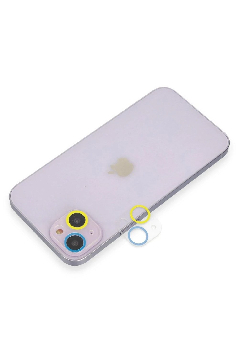 Mey İthalat®  iPhone 13 Mini Renkli Kamera Lens Koruma Cam - Sarı-Mavi
