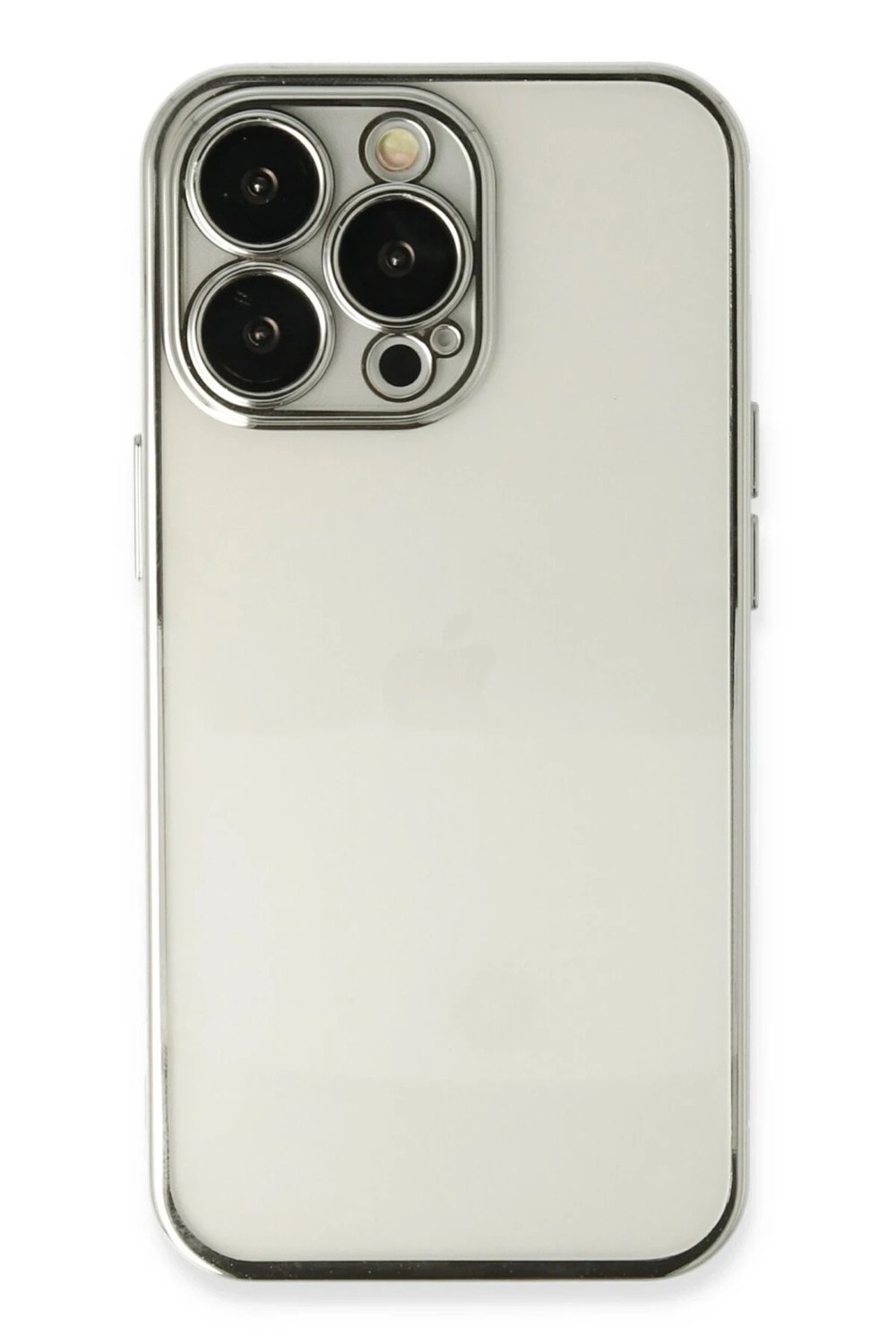 Mey İthalat®  iPhone 13 Pro Kılıf  Lensli Silikon - Gümüş