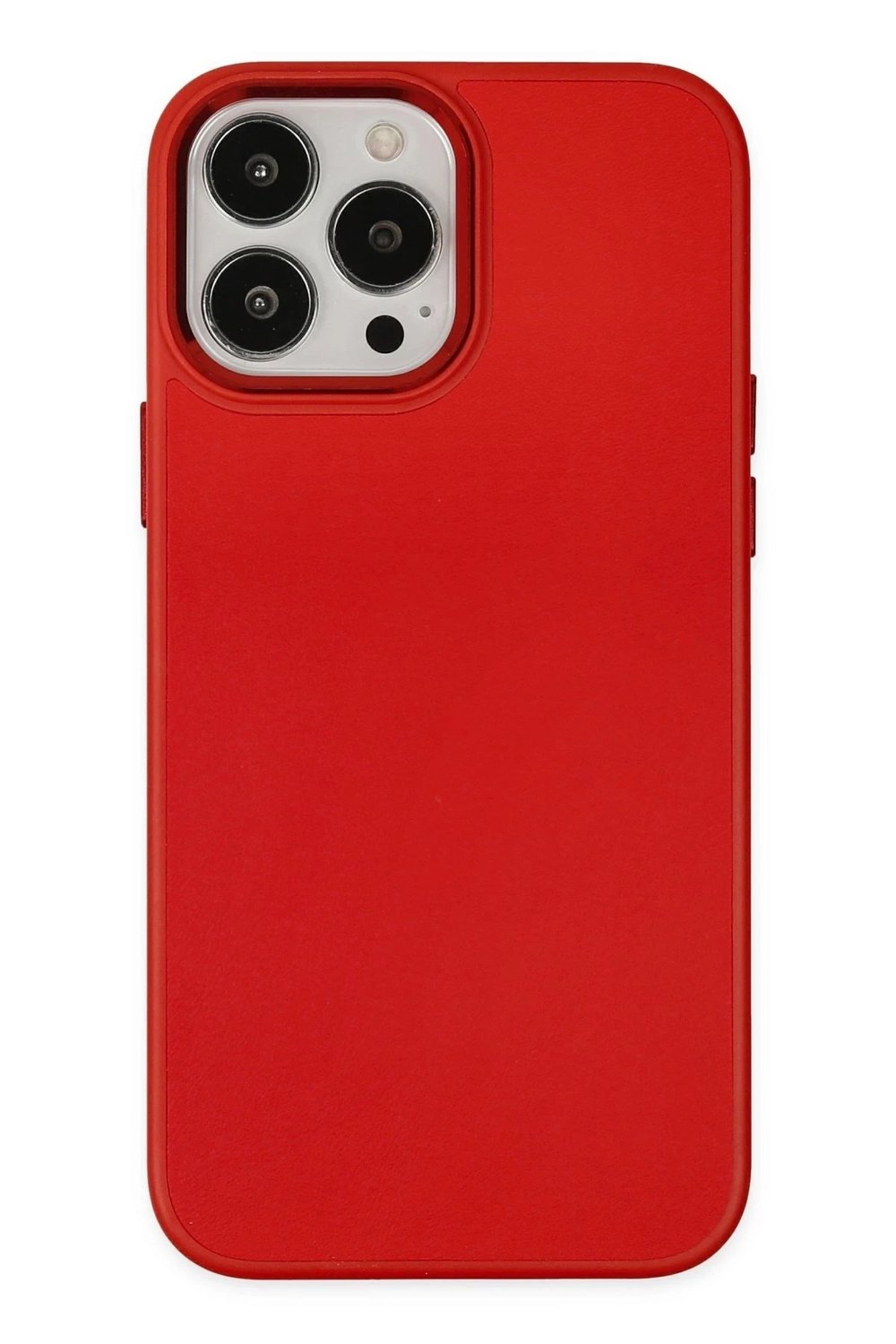 Mey İthalat®  iPhone 13 Pro Kılıf Asya Deri Silikon - Kırmızı