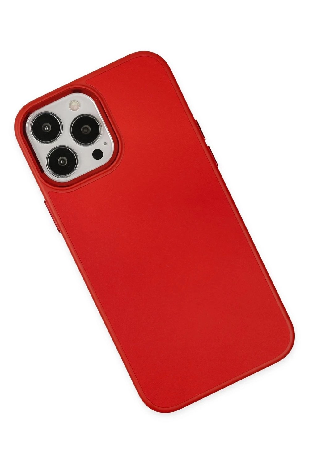 Mey İthalat®  iPhone 13 Pro Kılıf Asya Deri Silikon - Kırmızı