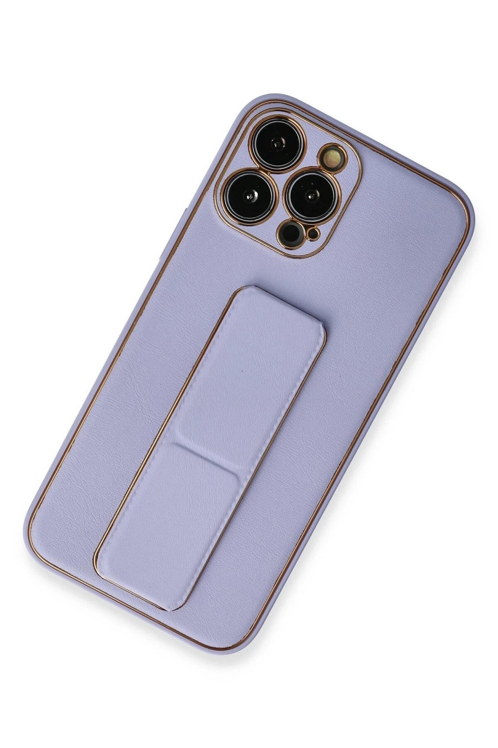 Mey İthalat®  iPhone 13 Pro Kılıf Coco Deri Standlı Kapak - Lila