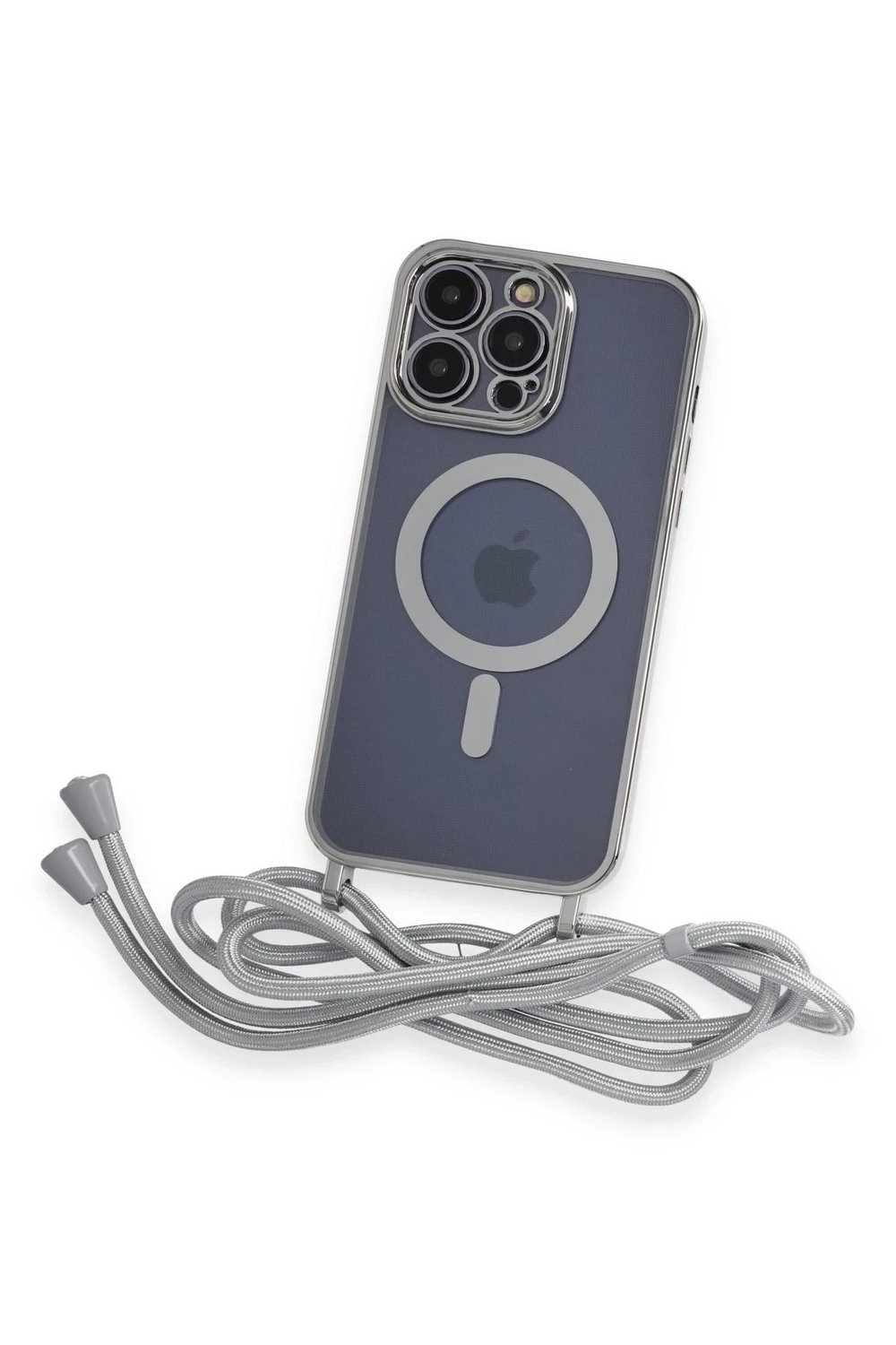 Mey İthalat®  iPhone 13 Pro Kılıf Divo Lazer Askılı Magsafe Kapak - Gümüş