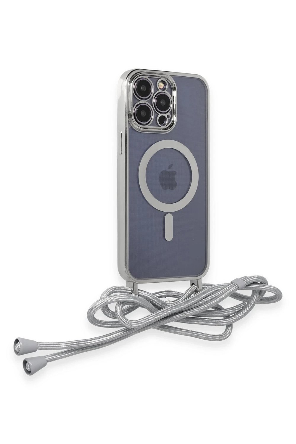 Mey İthalat®  iPhone 13 Pro Kılıf Divo Lazer Askılı Magsafe Kapak - Gümüş