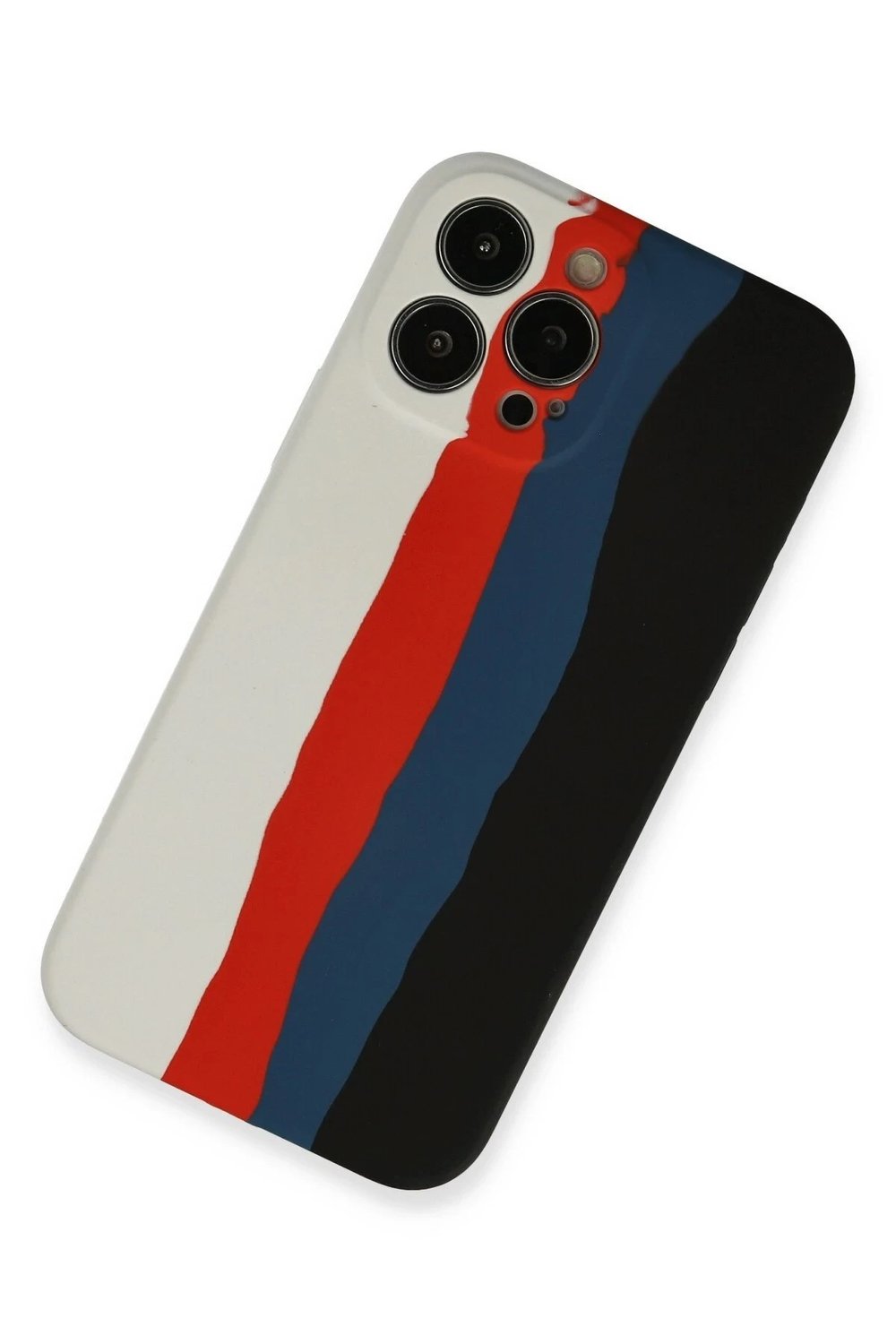 Mey İthalat®  iPhone 13 Pro Kılıf Ebruli Lansman Silikon - Beyaz-Siyah