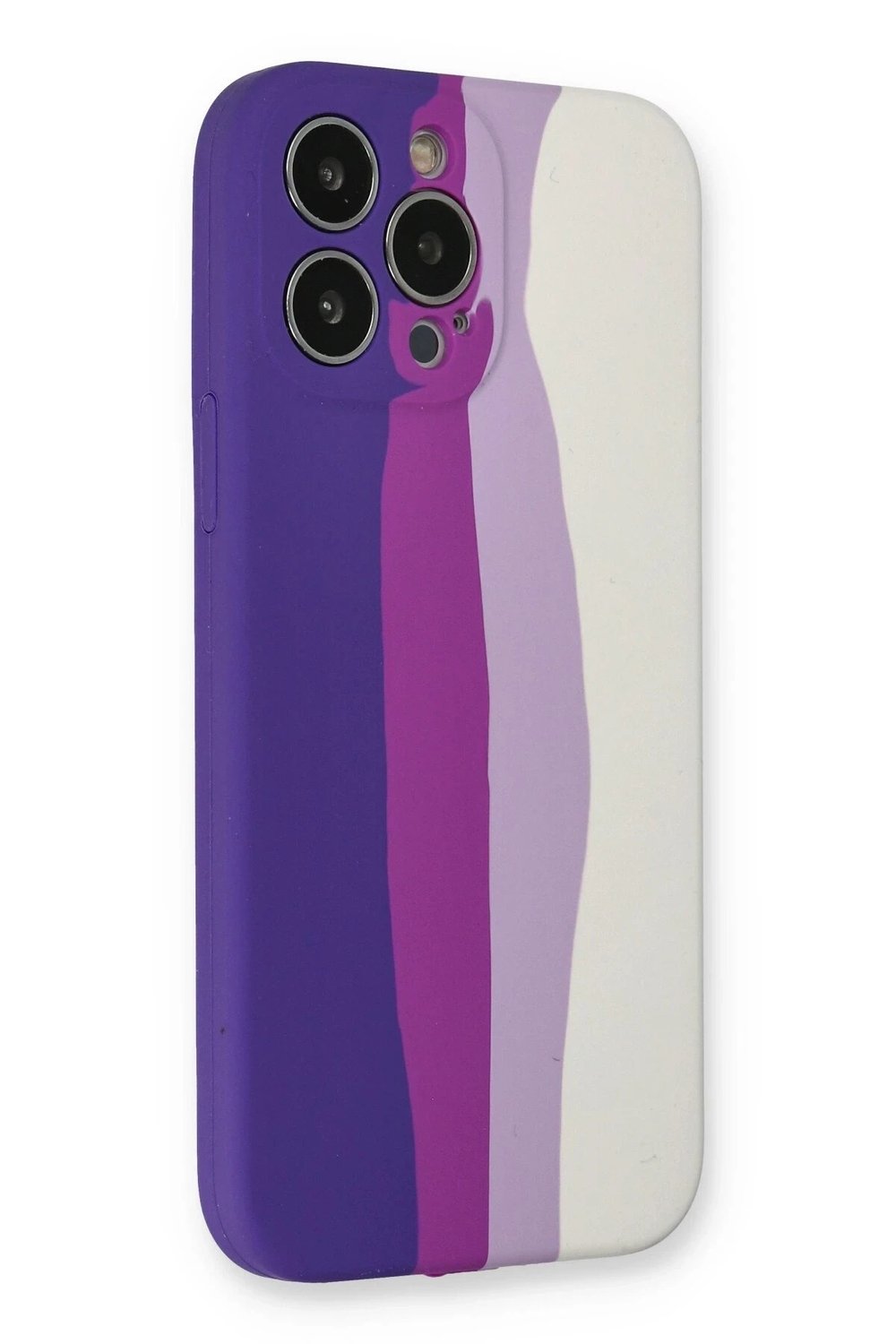 Mey İthalat®  iPhone 13 Pro Kılıf Ebruli Lansman Silikon - Mor-Beyaz