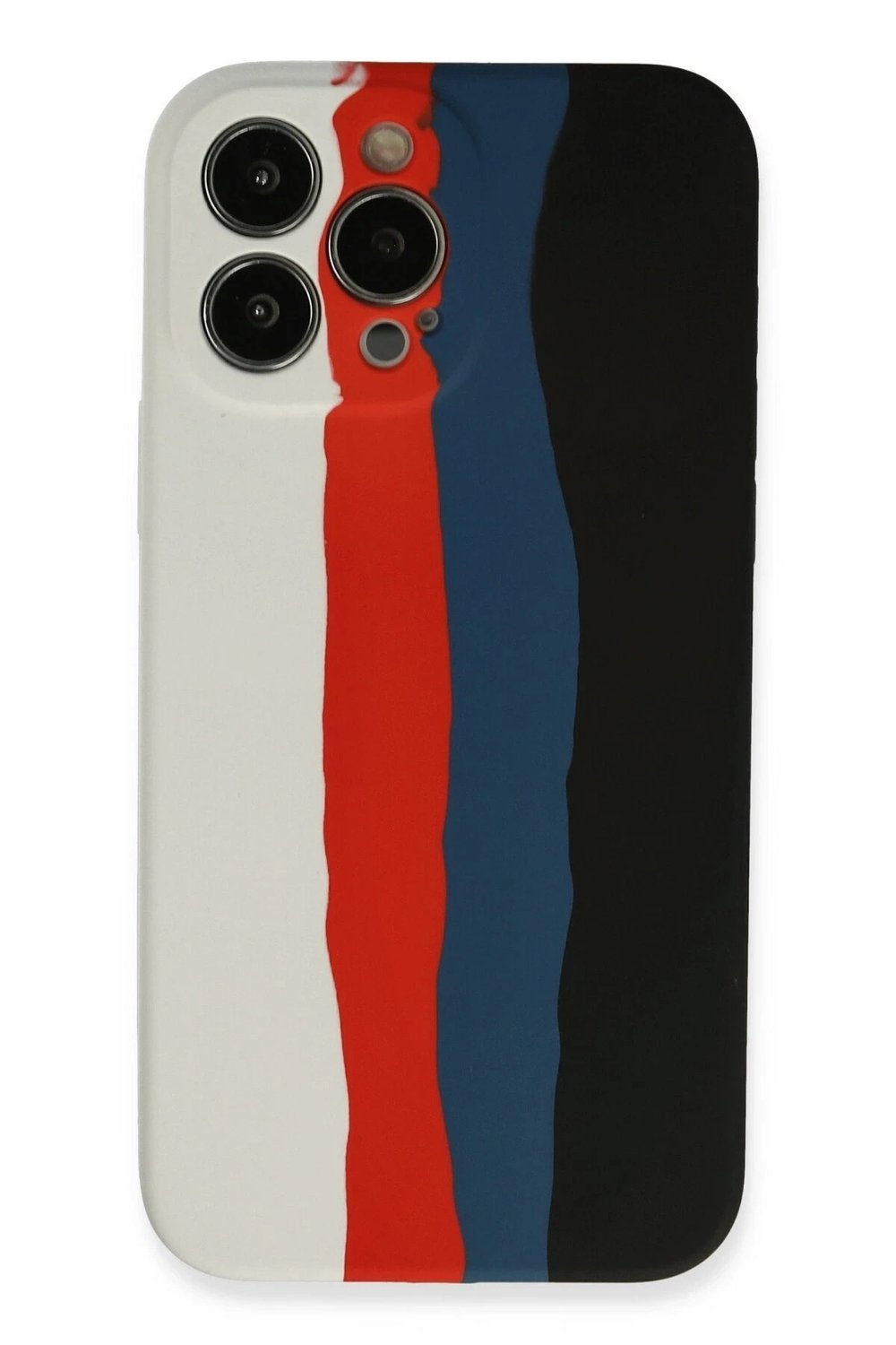 Mey İthalat®  iPhone 13 Pro Kılıf Ebruli Lansman Silikon - Beyaz-Siyah
