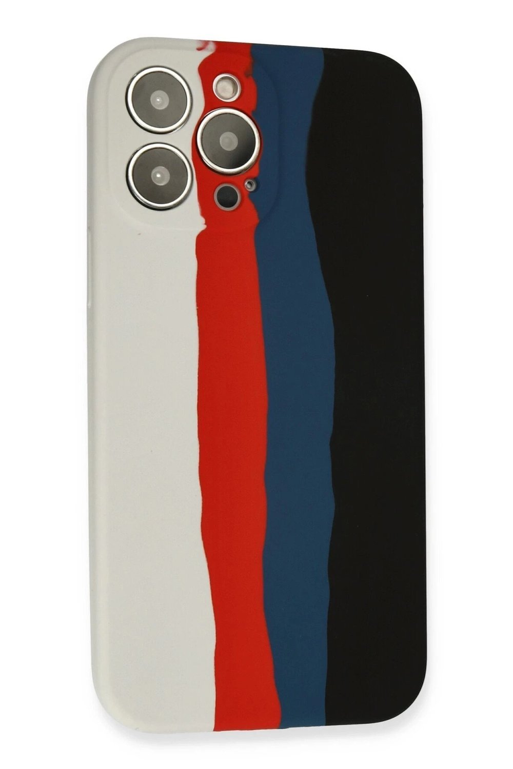 Mey İthalat®  iPhone 13 Pro Kılıf Ebruli Lansman Silikon - Beyaz-Siyah