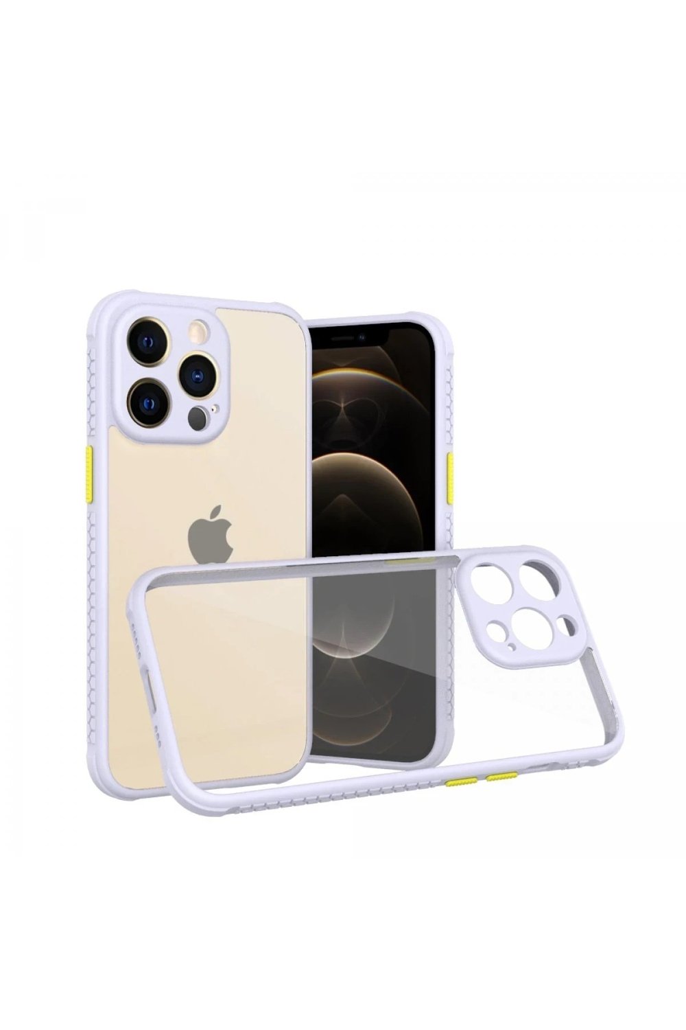 Mey İthalat®  iPhone 13 Pro Kılıf Miami Şeffaf Silikon - Lila