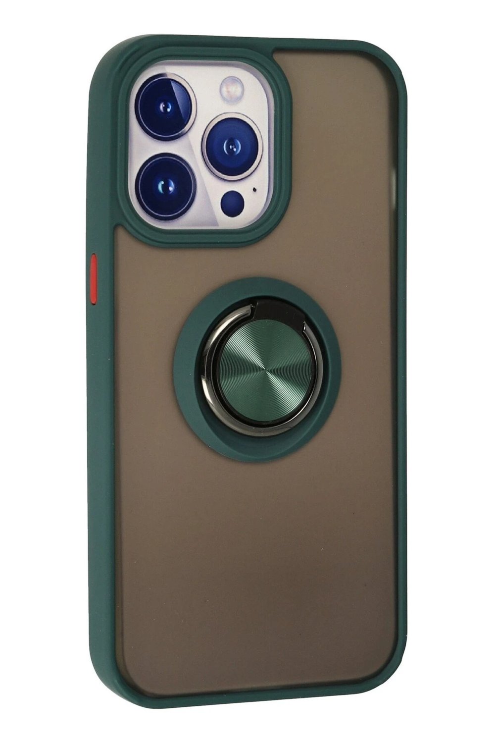 Mey İthalat®  iPhone 13 Pro Kılıf Montreal Yüzüklü Silikon Kapak - Yeşil