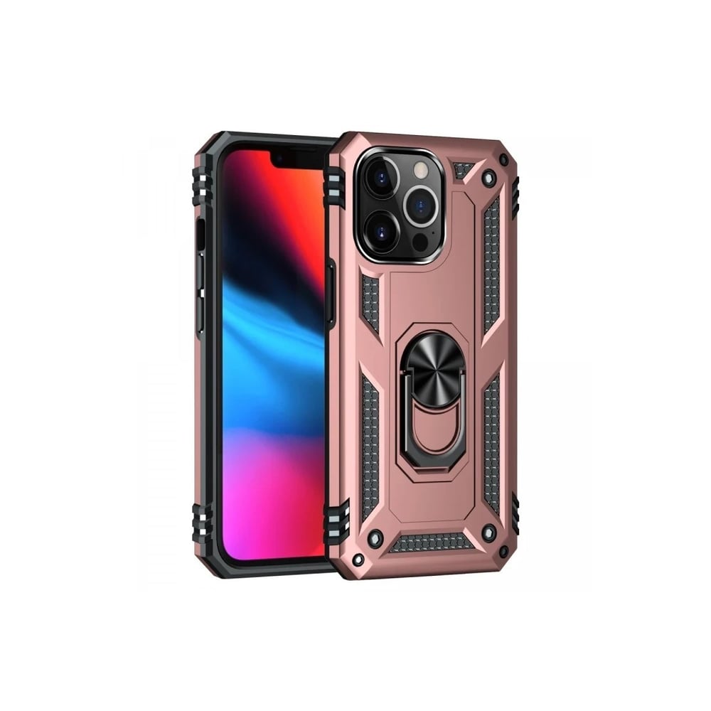 Mey İthalat®  iPhone 13 Pro Kılıf Sofya Yüzüklü Silikon Kapak - Rose