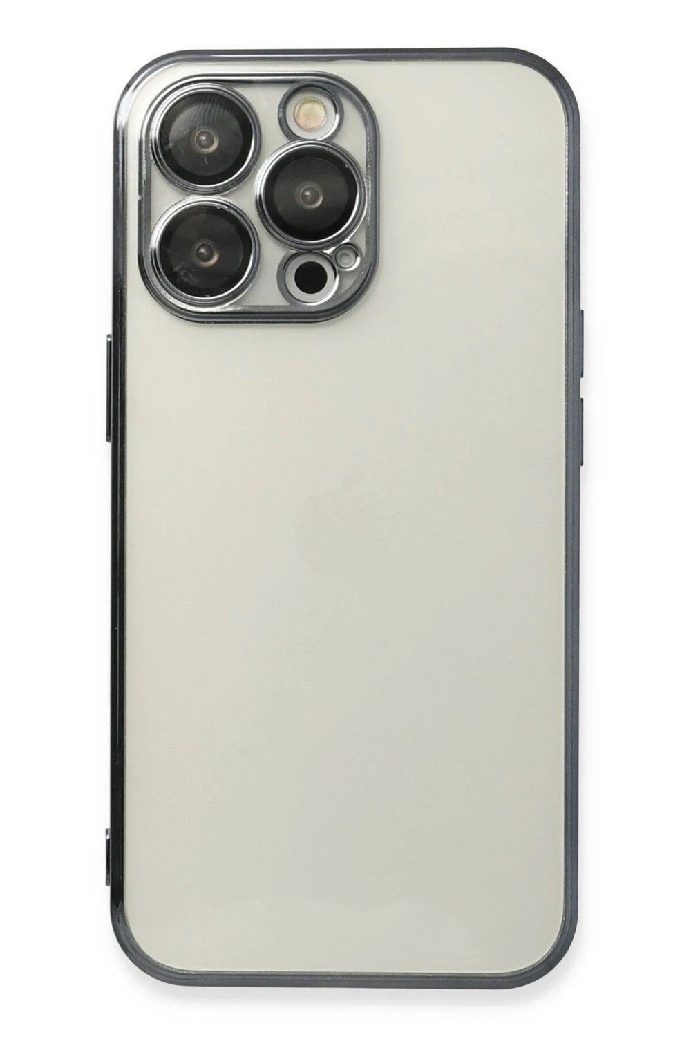 Mey İthalat®  iPhone 13 Pro Max Kılıf  Lensli Silikon - Siyah