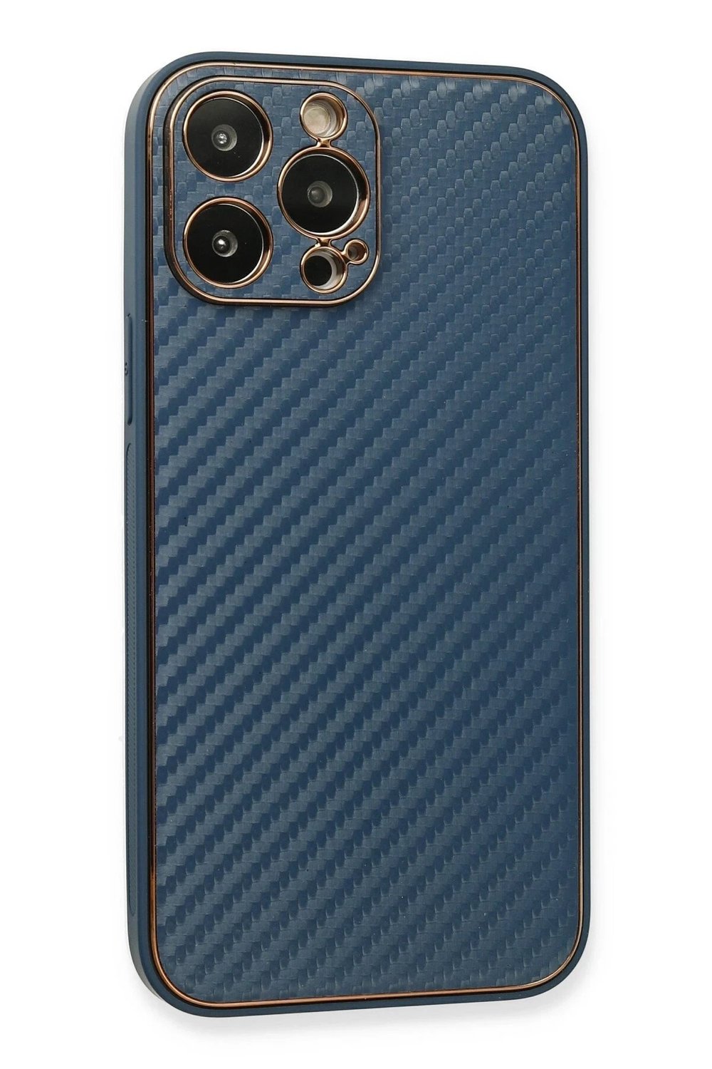 Mey İthalat®  iPhone 13 Pro Max Kılıf Coco Karbon Silikon - Mavi